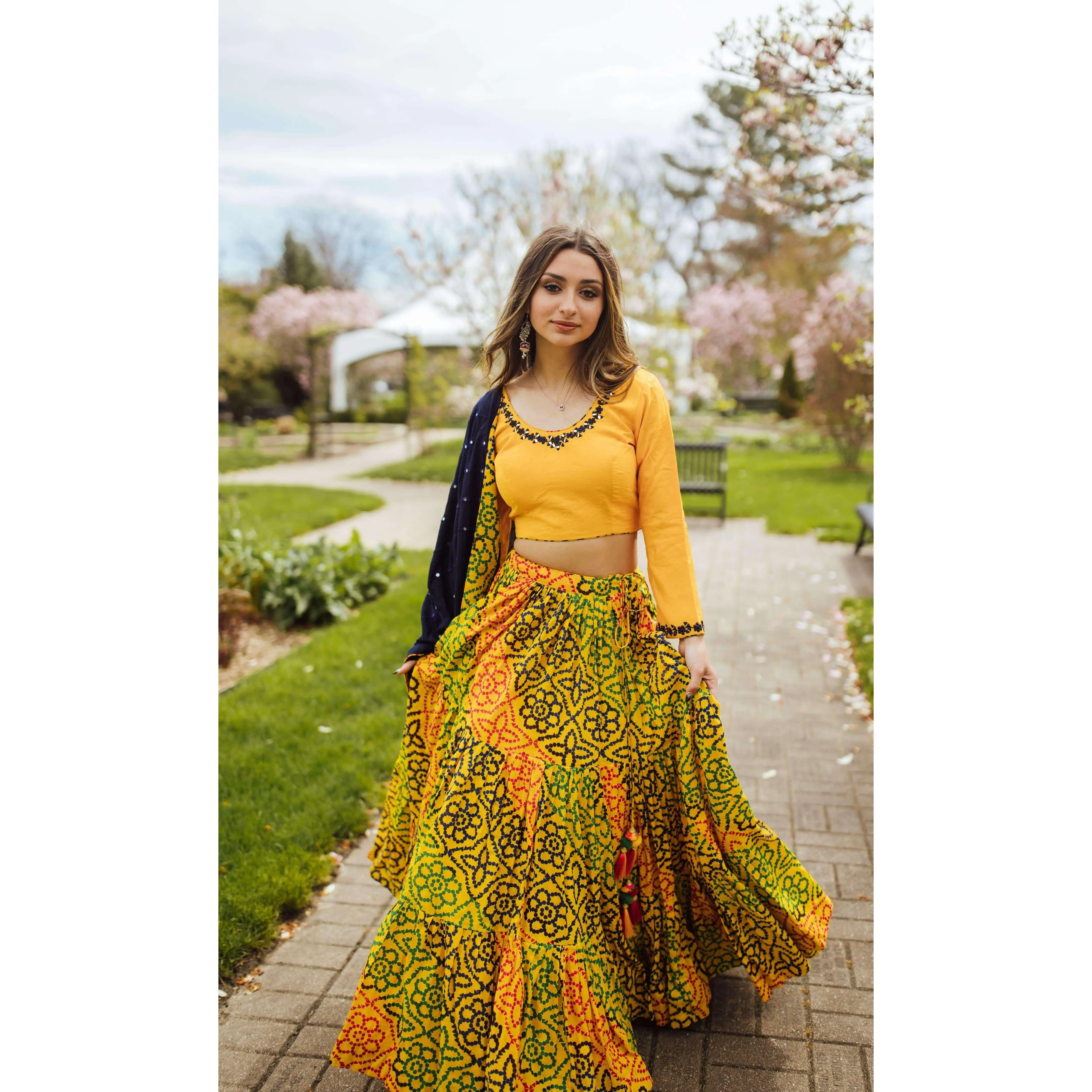 Tiered Yellow Chaniya Choli Set
