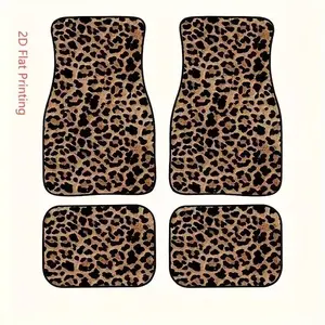 4 Piece Leopard Print Car Mat Set, Universal Fit Car Floor Mats, Full Coverage Car Interior Accessories, Women's Car Essentials, Car Interior Accessories Girls, Girly Car Interior Sets, Car Accessory