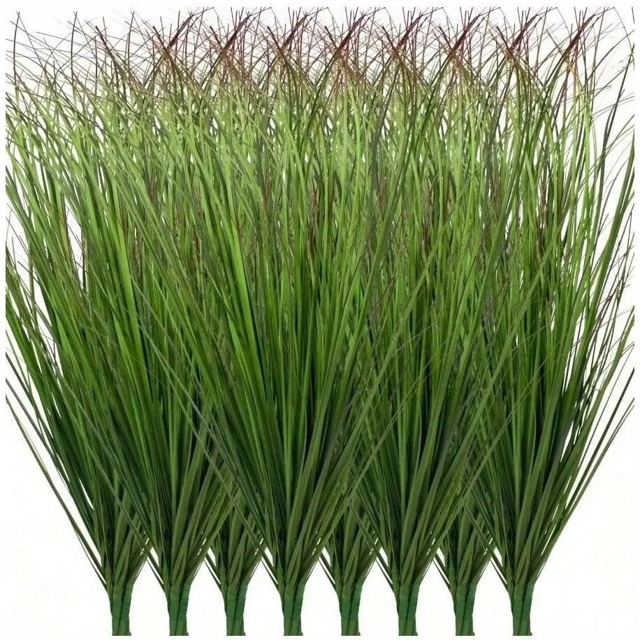 24 Pcs Artificial Grass Filler Plants, UV-Resistant Outdoor Garden Fake Grass Shrubs, Tall Faux Wheat & Onion Grass for Decorative Home Decor, Indoor And Outdoor Use