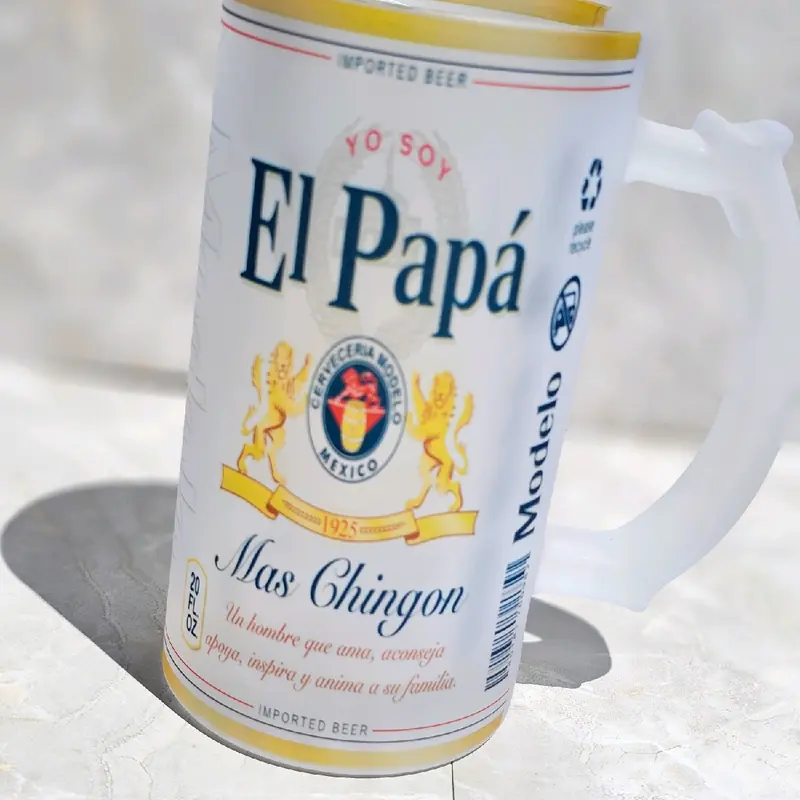 16oz glass beer mug / El Papá mas Chingon