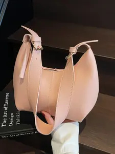 2026 New Fashion Crossbody Shoulder Bag, PU Material, Large Capacity, Solid Color, All Seasons, Korean Style, Women's Handbag