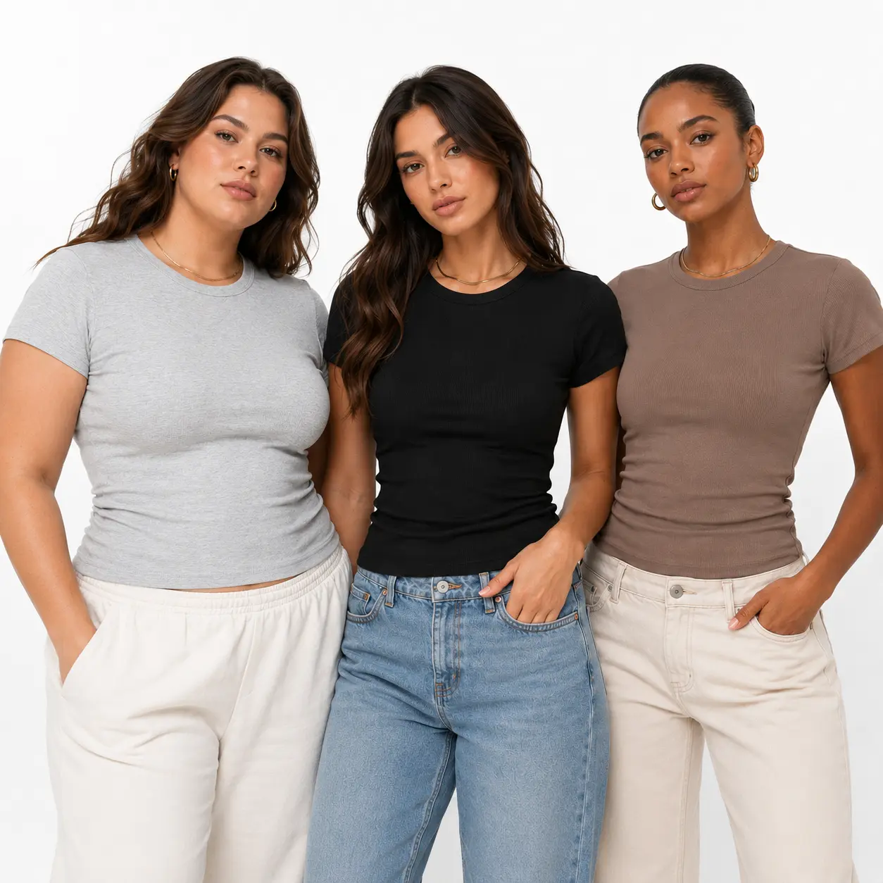 Women's Fitted Bodycon T-Shirt, Stretchy Short-Sleeve Round Neck Solid Basic Top for Casual All-Season Streetwear, Shortsleeve, Casual Basic Tees, Simple Fit, Everyday, Fabric, Tshirt, Outfits, Chic Aesthetic, Elastane, Style, Clothes
