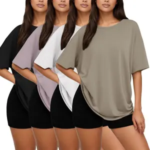 1/2/4 Pack Oversized Tshirts for Women, Loose Fit Crew Neck Summer Baggy Tops Workout Tees Plus Size T ShirtsGift
