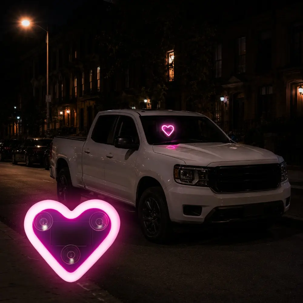 Solar Powered RGB Heart-Shaped LED Window Light - Ambient Lights, Car Atmosphere Lamp, USB Rechargeable, Suction Cup Mount, Decorative Accessory for Interior, Room Decor, Valentine’s Birthday Gift tiktokshopbacktoschool