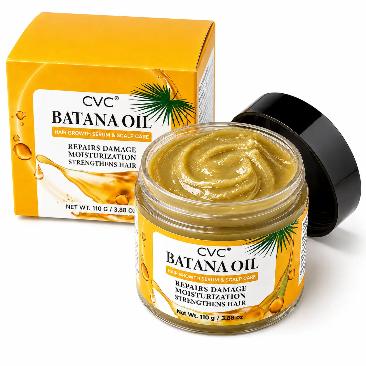 Batana Oil Hair Mask for Dry & Damaged Hair, Deep Conditioning Moisturizing Hair Treatment with Coconut Oil, Shea Butter, Rosemary & Jojoba Oil, Nourishing Scalp Care, Soft & Smooth Hair, 3.88 oz
