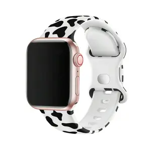 1pc Women Fashionable Soft Silicone Sports Watch Strap Comfortable Adjustable Waterproof Leopard Print Wristband, Compatible With Apple Watch Band 38/40/41/42/44/45/46/49mm, Compatible With Apple Watch Series Ultra/SE/10/9/8/7/6/5/4/3/2/1, Intelligent