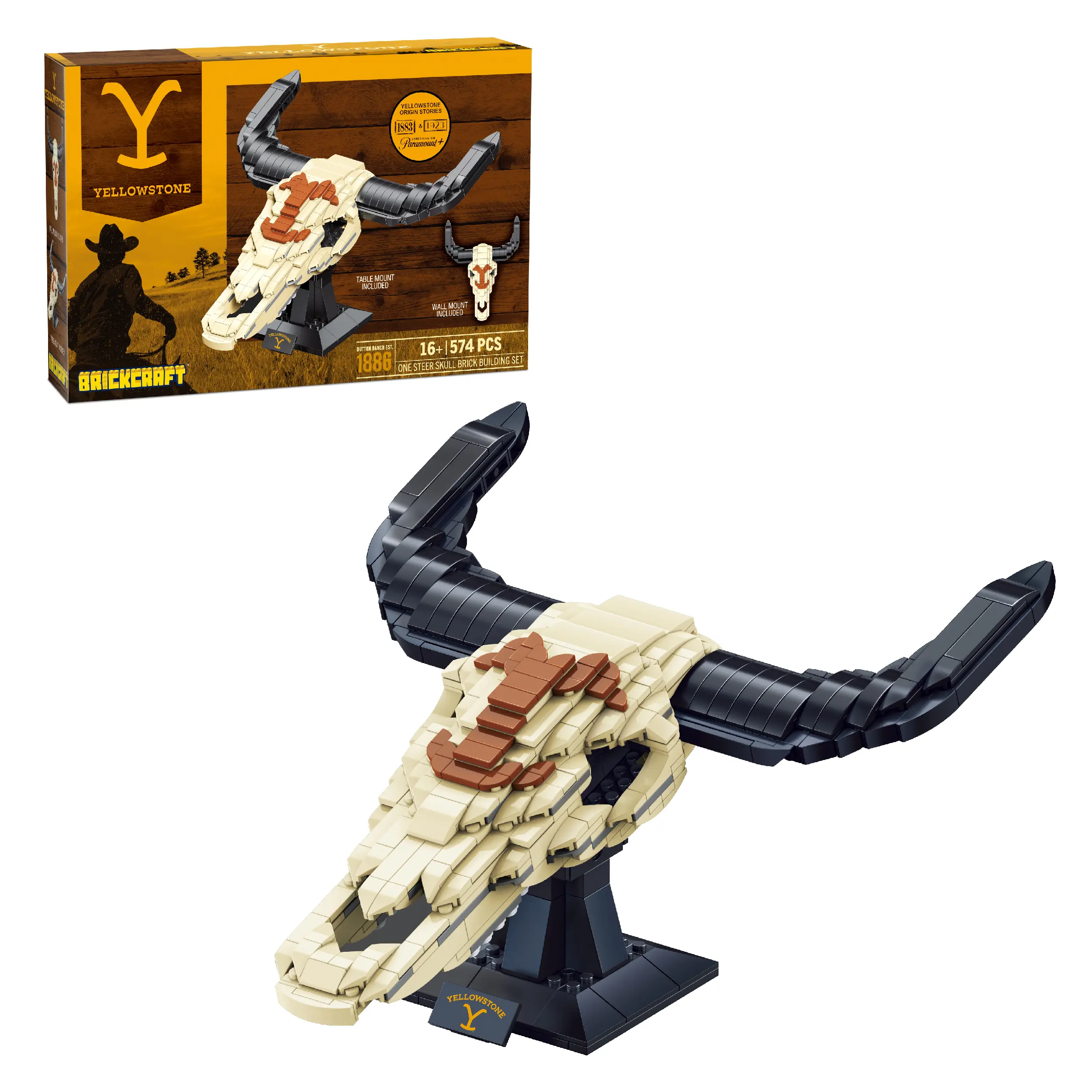Brickcraft Yellowstone Steer Skull Building Set, 574-Piece Collectible Model Kit for Adults & Teens 16+ Brickcraft Yellowstone Steer Skull Building Set, 574-Piece Collectible Model Kit for Adults & Teens 16+