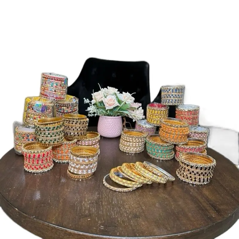 Desi Beautiful metal Bangles Setsfor Wedding - Stylish Design Complete Accessory Set for Versatile Wear with Colorful bangles