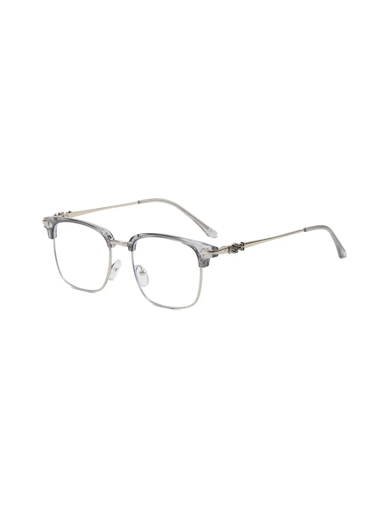 Stylish Half-Frame Light Blocking Glasses, Browline Design for Daily, Study and Party Wear, Fashionable Eye Protection, Metal Frame Eyeglasses