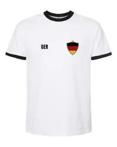 Germany Soccer Ringer Tee 2026 — Retro National Crest | NYC Factory
