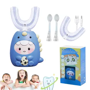 Kids Electric Toothbrush U-Shaped，4 Brush Heads three Cleaning Modes IPX7 Waterproof Design Smart Timer for Children-Kids Travel Essentials Cleansing,SpringStatements