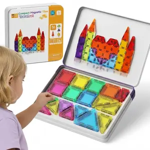 Portable Mini Magnetic Building Set, 56pcs, kids' educational travel toy, sparks imagination, iron storage box included, ideal birthday gift for boys & girls, must-have for camping & travel. special relief toy tiles baby