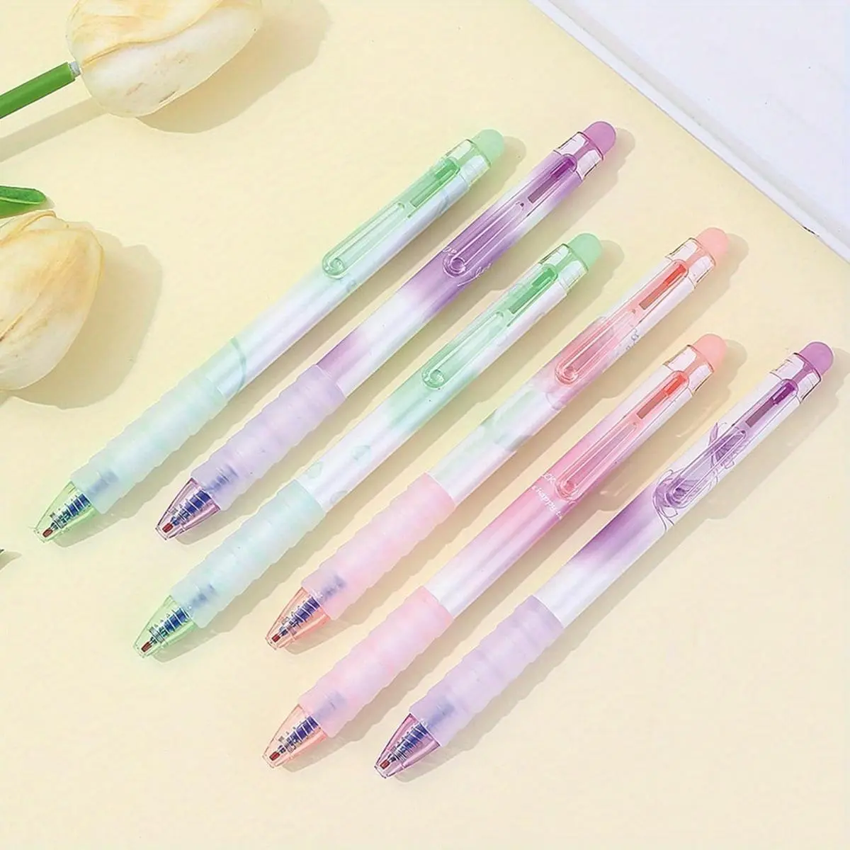 Erasable Gel Pen, 6/12pcs Retractable Fine 0.5mm Ink Gel Pen, Aesthetic Pastel Plastic Rollerball Pen, Suitable for Office and School, Retractable Gel Pens
