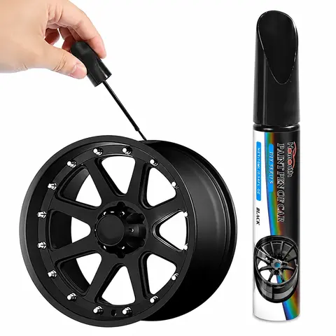 Car Gloss Black Rim Touch Up Paint Pen, Fix Scuffs, Scratches & Paint Chips on Car Rims, Universal Gloss Black Enamel Paint for Alloy Metal Wheels, Scratch Resistant Automotive Rim Accessories