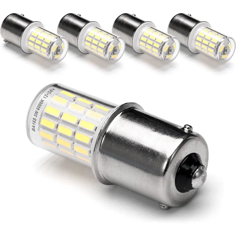 12 Volt BA15S Led Bulbs,1156 1141 6000k Daylight White,DC Bayonet Single Contact Base,AC10-24V DC10-30volt Low Voltage BA15S Bulb For Landscape,RV,Camper,Interior,Marine,Boat,Trailer Lights,5Pack