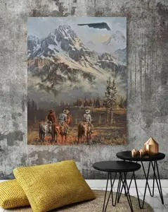 Cowboy Mountain Landscape B2 Poster, Western Riders Horse Wall Art, 4th Of July America 250 Poster, Vintage Adventure Decor - TikTok Shop