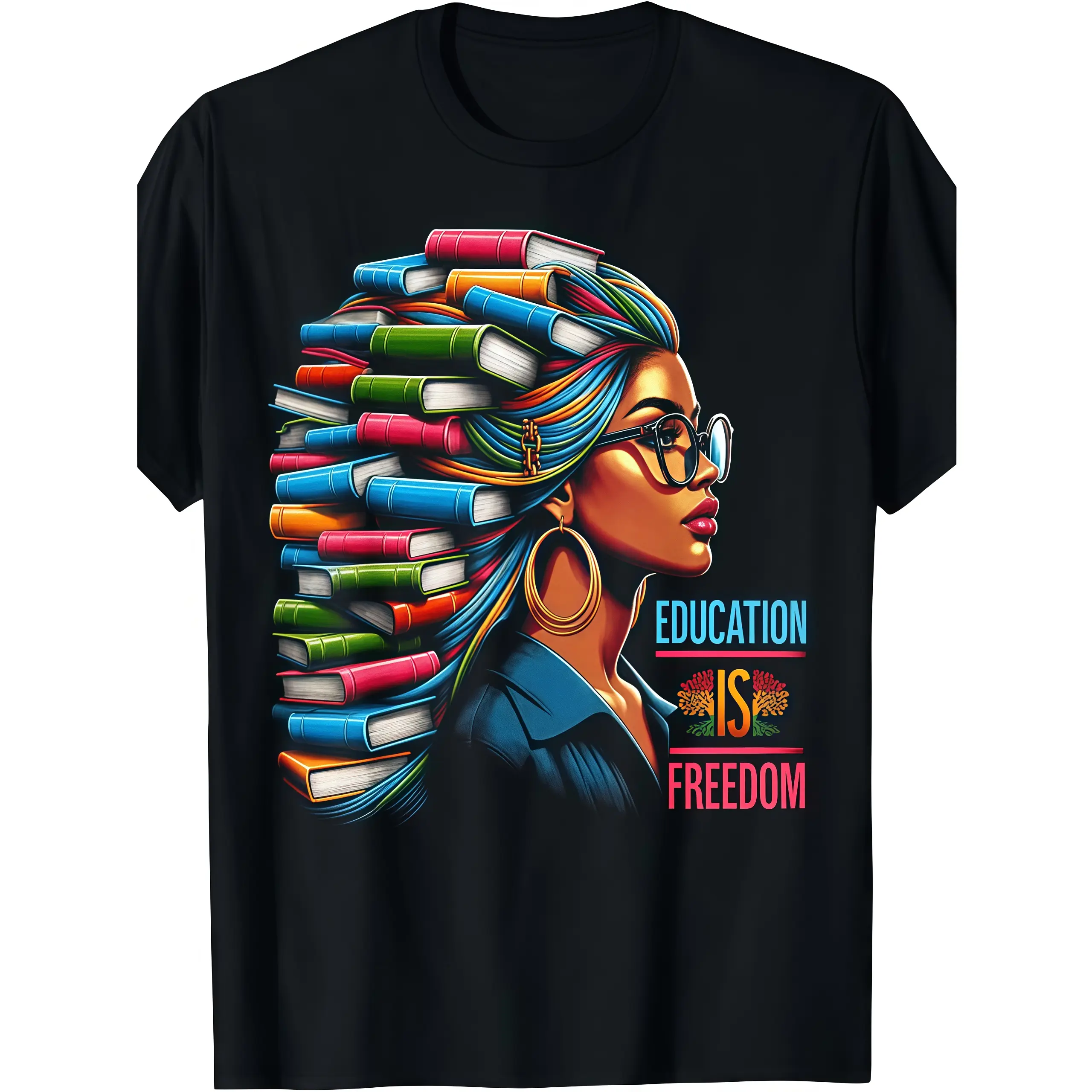 100% Made in the USA U.S.A., rams of education is free, black teacher books, black history month t-shirt