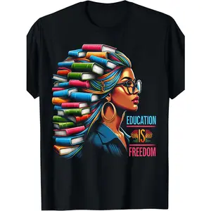 100% Made in the USA U.S.A., rams of education is free, black teacher books, black history month t-shirt