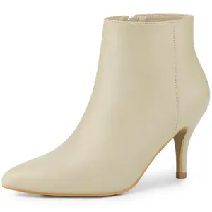 BLISSFUL STEP Pointed Toe Zipper Stiletto Heel Ankle Boots