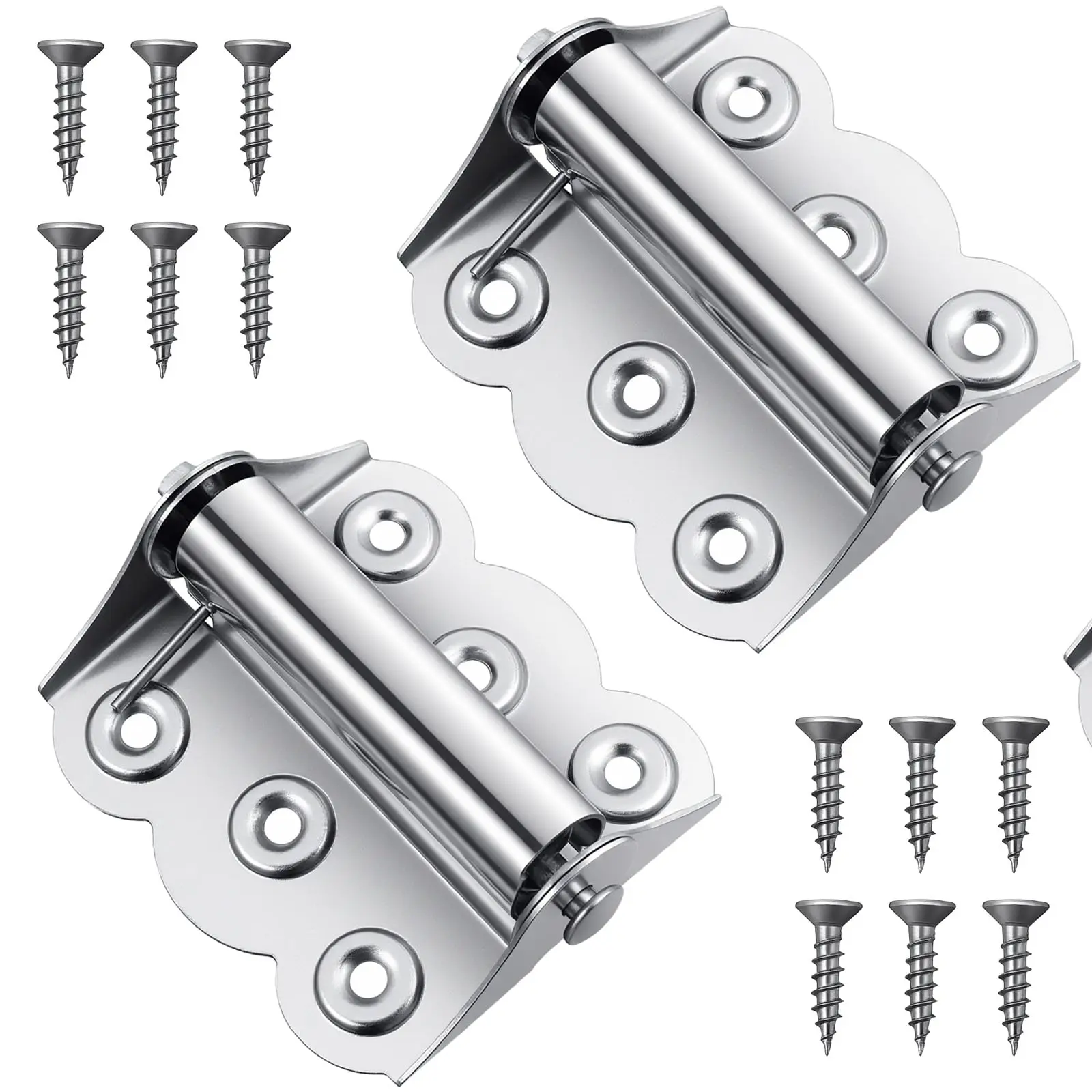2 Pcs Stainless Steel Screen Door Hinges, Self Closing Spring Loaded Hinges 2.4 x 3 Inch for Screen Door Interior Exterior and Cabinet