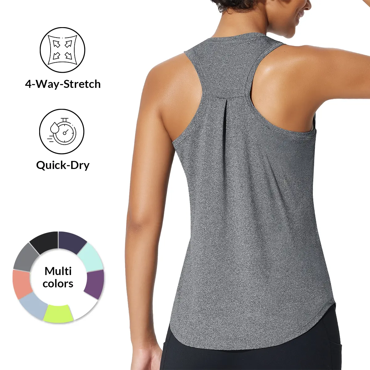 baleaf Women's Workout Tank Top Racerback Tops Sleeveless Running Shirts Golf Outfits Loose Fit Yoga Athletic Gym Sports Tennis Workout Top