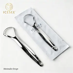 ICESEE TStainless Steel Tongue Scraper Cleaner Set,, U-Shaped Tongue Cleaner for Fresh Breath, Oral Hygiene Tool for Adults