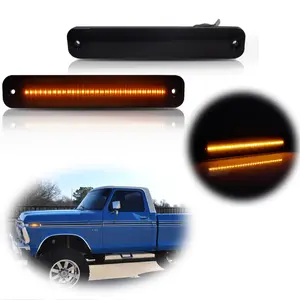 2pcs Smoked LED Amber Front Side Marker lamps Lights For 1973-1979 Ford F100 F150 F250 F350,Replace OEM # D3TZ15A201A, FO2550101