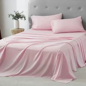 4 Piece Sheet Set -Pink luxury bedding set comfy bed sets Microfiber Comfy Breathable & Cooling King Bed Sheets Set - Hotel Bedding - Deep Pockets, Easy Secure Fit, Soft Wrinkle Free