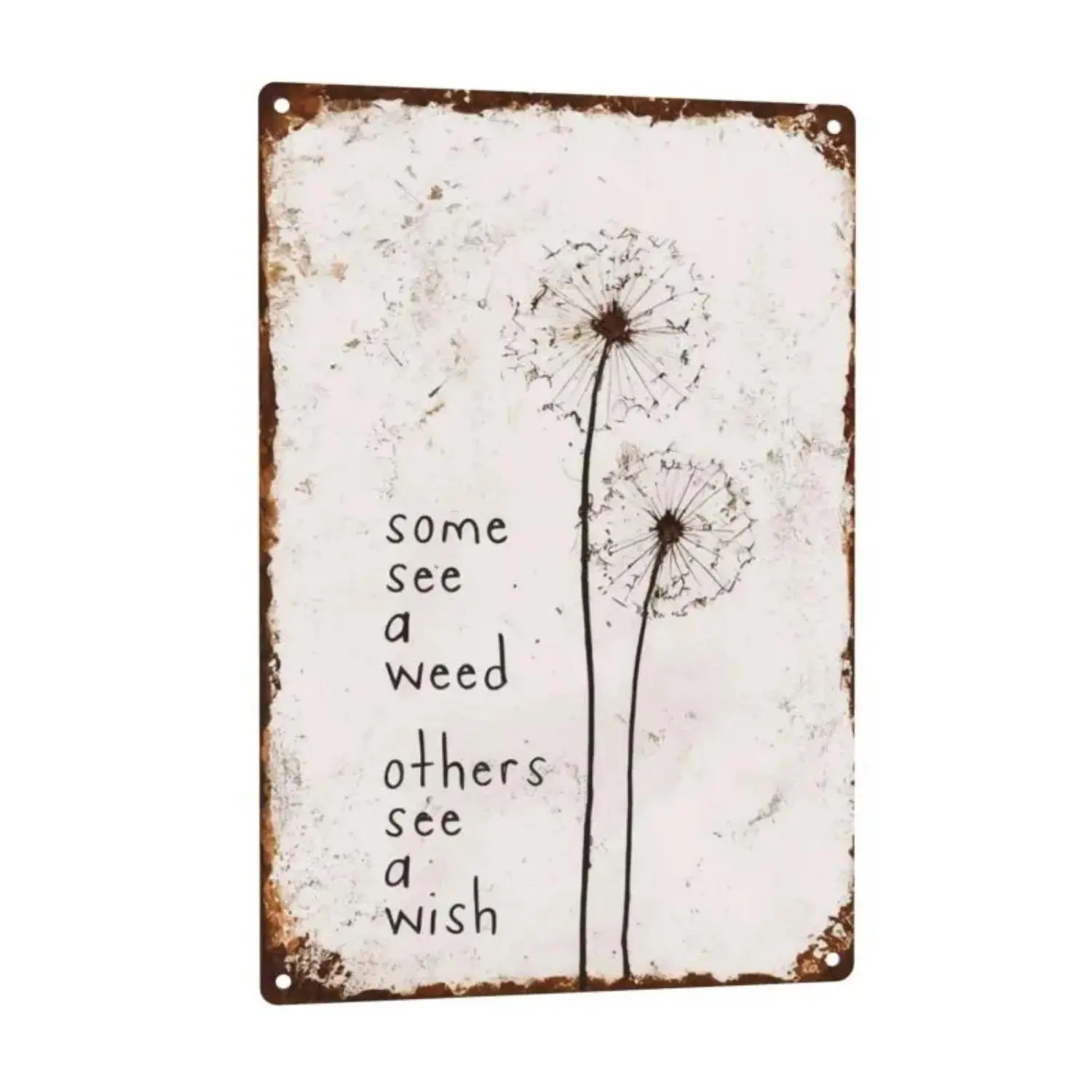 8x12in Metal Charming Dandelion Wishing Decorative Plaque, Wall Art Plaque for Wall & Living Room Room Decor Accents