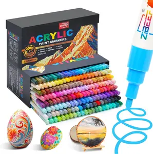 ZiBEEF 168 Color Acrylic Paint Markers,2mm Medium Tip Acrylic Paint Pen,Ideal For Wood,Metal,Plastic,Canvas,Fabric,Glass,Ceramic,Rock Painting Diy Crafts Making Art Supplies Adults Diy Crafts Gift.Back School Supplies Canvas Palette Colorful
