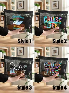 Cruise Theme Mesh Makeup Bag, Portable Storage Pouch, Travel Essential, Bathroom Organizer, Wedding Gift, Mother's Day Present