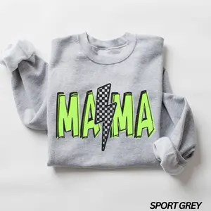 Checkered Mama Sweatshirt, Retro Neon Mom Sweatshirt, Cool Mom Shirt, Rock Mom Sweatshirt, Checkered Lightning Bolt, Mothers Day Gifts