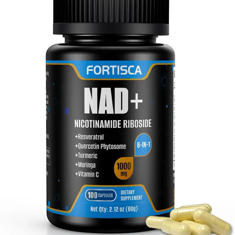 Edible Liposomal NAD+ Dietary Vitamin Supplement, 1000mg with Resveratrol - 6-in-1 High-Purity NMNH Alternative for Energy & Healthy Aging, 100 Capsules for Adult Nutrition Support
