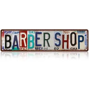 Vintage Barber Shop Metal Aluminium Signs Street Signs Wall Decor 16 x 4 Inches