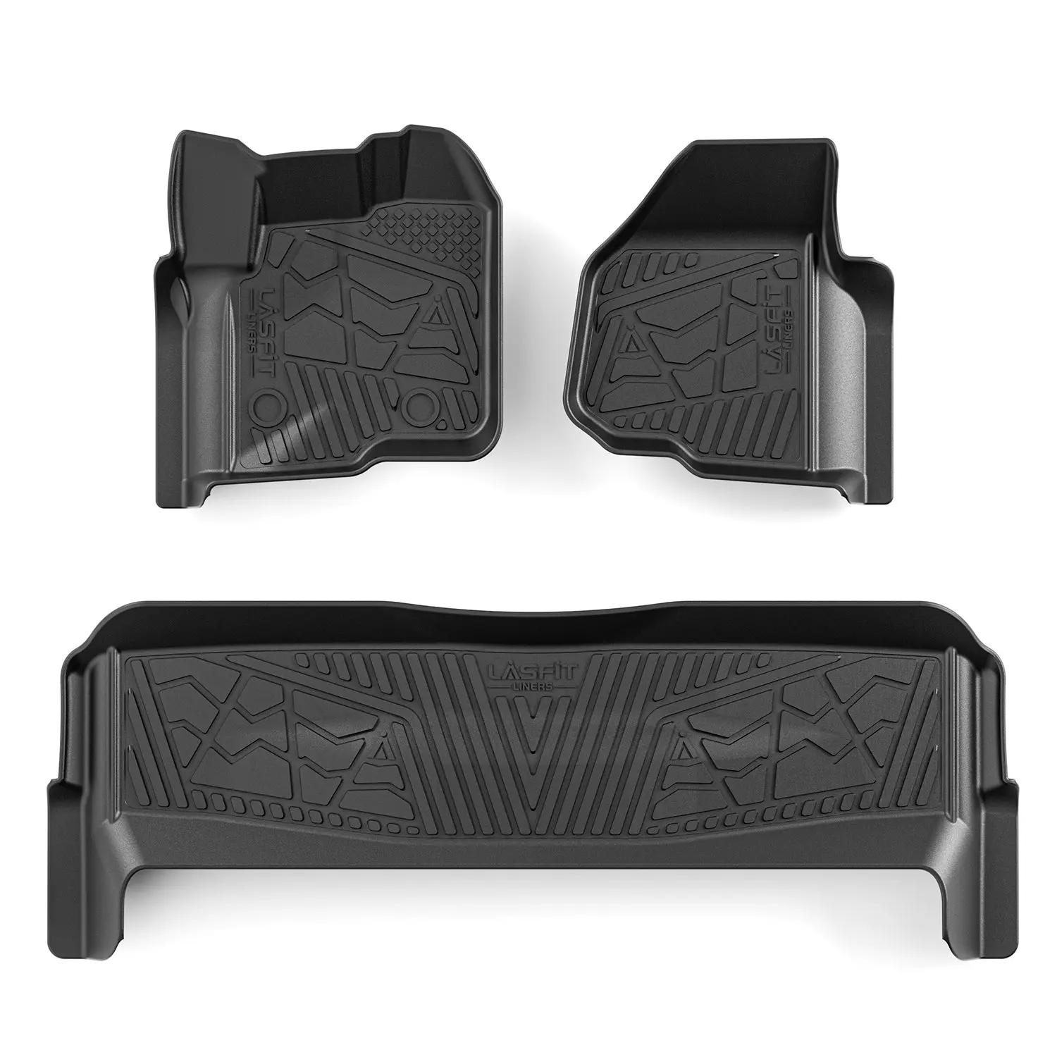 Lasfit Floor Mats for Trucks - Custom Precision-Fit Automotive Mats, Synthetic TPE Car Accessories for 2012-2016 Ford F-250 F-350 F-450 F-550 Super Duty Crew Cab with Carpet Floor, No 4x4 Shifter, Anti-Slip, Advanced Molding Techniques, Maximum Coverage