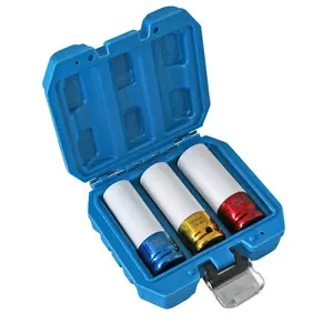 3PCS 1/2" Drive Impact Lug Nut Socket Set 17/19/21mm Thin Wall CR-MO with Wheel Protection Sleeve