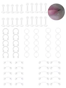 10PCS Clear Piercing Retainers Septum Retainer Nose Studs Flexible Lip Ear Nose Tongue Rings Nipplering Cartilage Rook Daith Earrings Horseshoe Plastic Industrial Piercing Retainer for Work