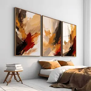 Set of 3 Terracotta Wall Art Burnt Orange Prints Abstract Gallery Wall Set Earth Tones Wall Art Bedroom Poster Set Printable Wall Art Unframed