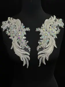 Ciara Silver Iridescent Rhinestones Applique