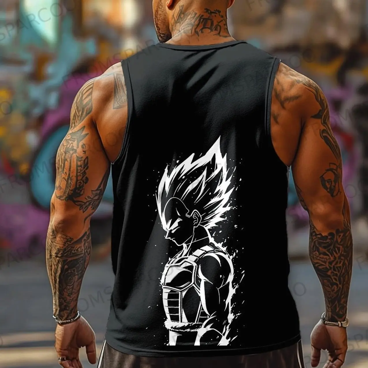Casual anime Prince of All Saiyans print gym Tank Top