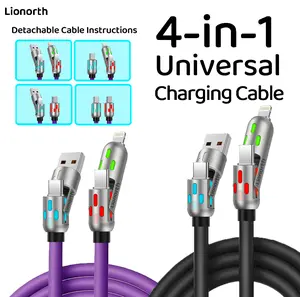 240W 4-in-1 USB Charging Cable – High-Speed Charging and Data Transfer for iPhone 15/16, iPad Pro, Samsung, and Other Devices, Perfect for Home, Office, and Travel