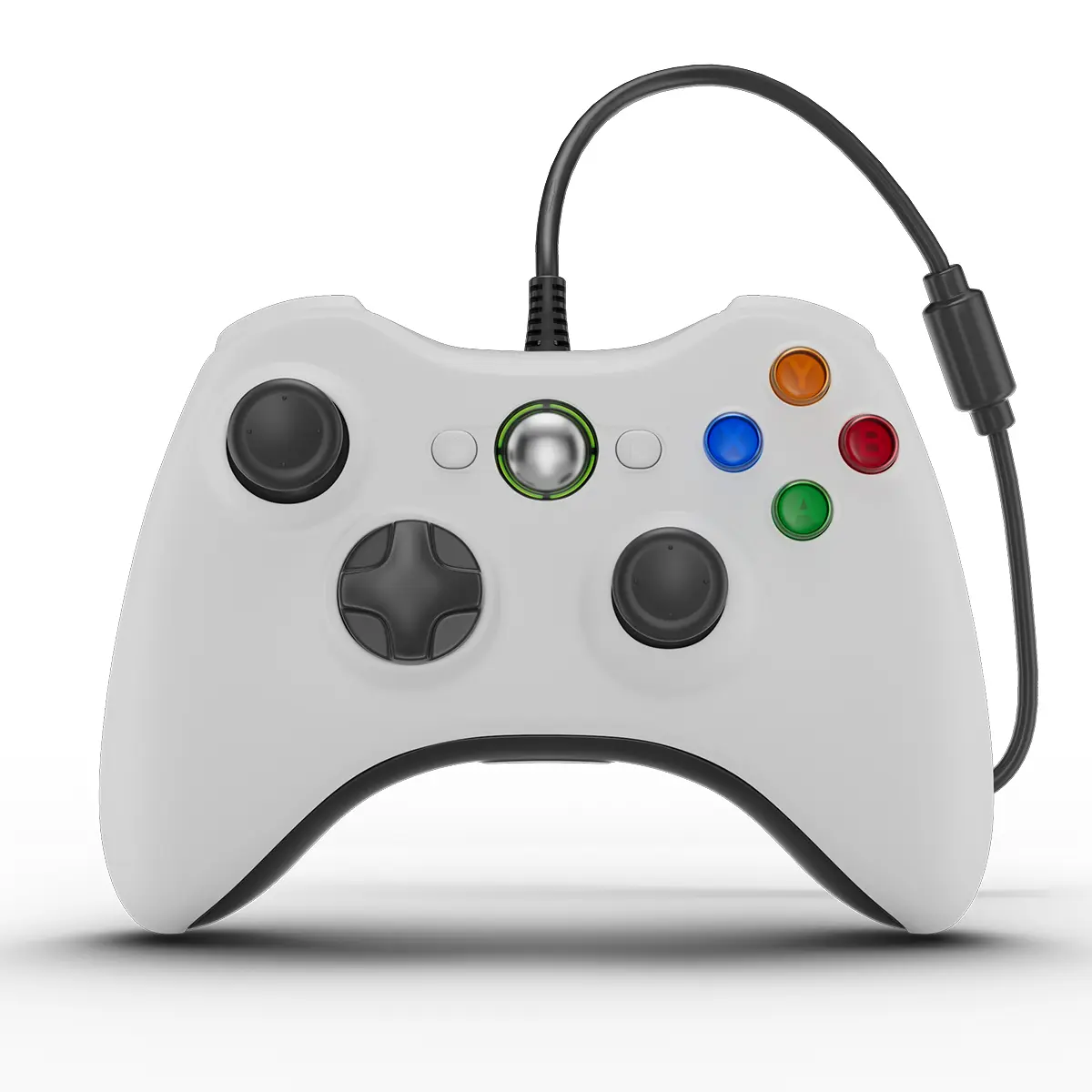 Wired Xbox360/PC Game Controller, 5.9ft Cord, USB connection, Enhanced chip, Upgraded Joystick, Double Vibration, Gaming, White/Black