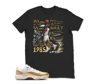 AJ 11 Low White and Metallic Gold Match T Shirt, MJ GOAT Dunk Graphic Tee, 90s Hip Hop Tee, Gift For Women and Man Unisex T-Shirt, Cozy Gift