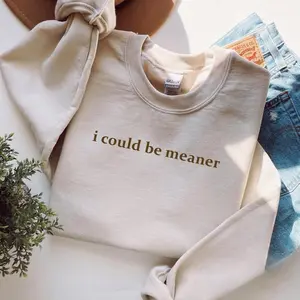 I Could Be Meaner Sweatshirt, Funny Sarcastic Quote Crewneck, Trendy Humor Graphic Top for Women