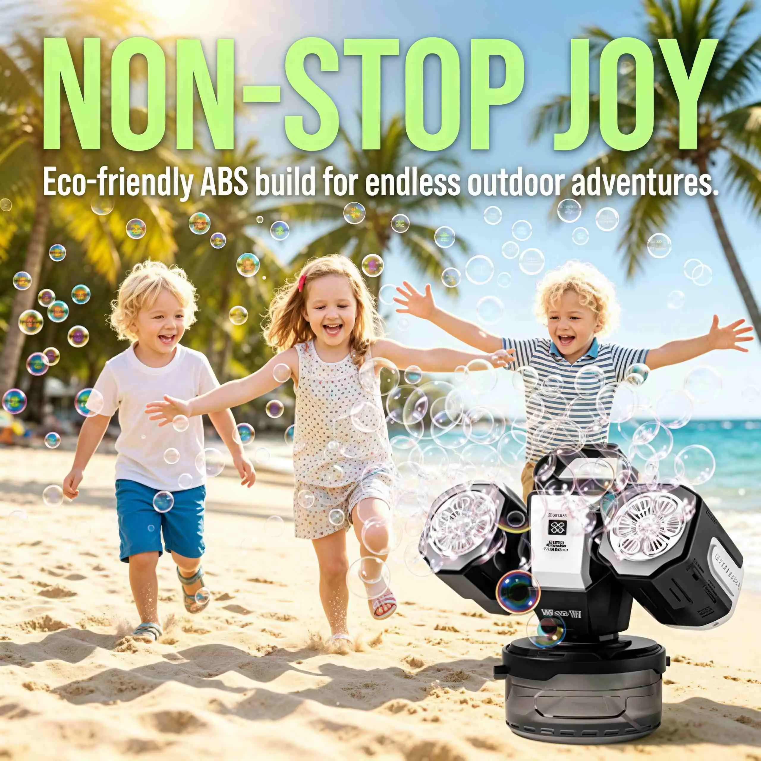 Dual Head Rechargeable Bubble Machine with RGB Light Remote Control, 360° Rotating Multi-Bubble Output, 30000 Bubbles/minute, Wedding Party Outdoor Activity Essential