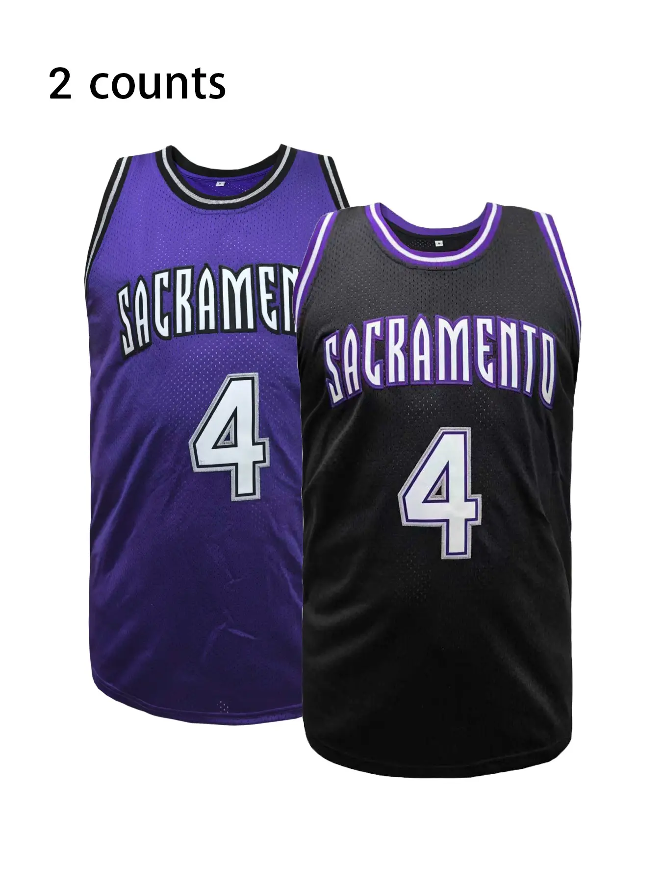 Men's Sacramento #4 Embroidered Basketball Jersey | Retro Kings Tank Top for Men Women
