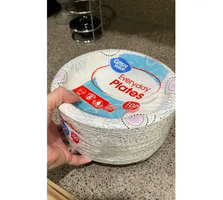 100 Count Disposable Paper Plates, 8.5 in, 2X Stronger For Everyday