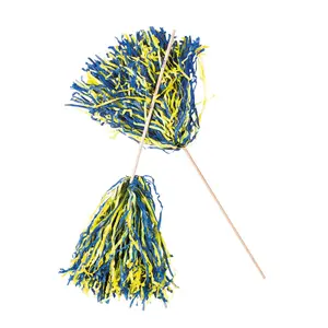 12" Navy Blue & Yellow Two-Tone Spirit Cheer Pom-Poms - 24 Pc.