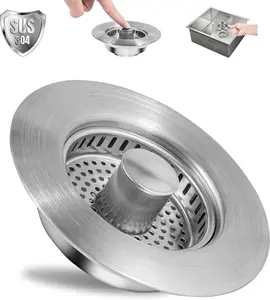 3 in 1 Kitchen Sink Drain Strainer,Metal 304 Stainless Steel,sink drain strainer,Upgraded kitchen sink stopper,Fast Drainage Odor Filter Sink Plug for US Standard Kitchen Drain