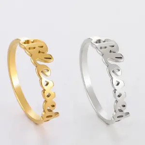Quality Stainless Steel Engraved Letters 'Blessed' Elegant Motivational Ring (Size 5-10)